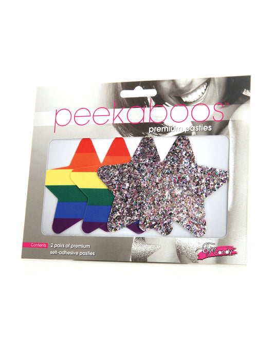 Peekaboos Pride Rainbow Glitter Stars - Pack of 2 - Empower Pleasure