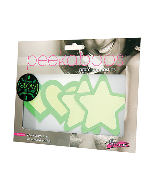 Peekaboos Glow in the Dark Hearts & Stars - Green 2 Pairs - Empower Pleasure