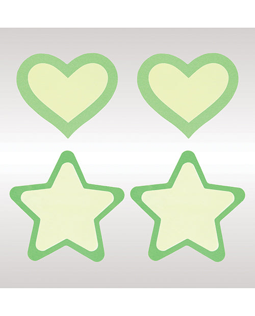 Peekaboos Glow in the Dark Hearts & Stars - Green 2 Pairs - Empower Pleasure