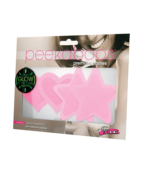 Peekaboos Glow in the Dark Hearts & Stars - Hot Pink 2 Pairs - Empower Pleasure