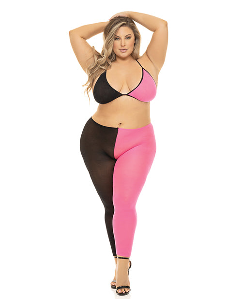 Pink Lipstick Block You Out Bra & Legging Black/Pink QN - Empower Pleasure