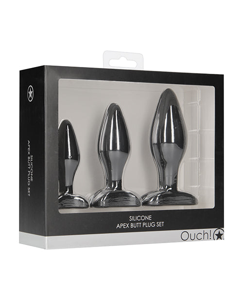 Shots Ouch Apex Butt Plug Set - Black - Empower Pleasure