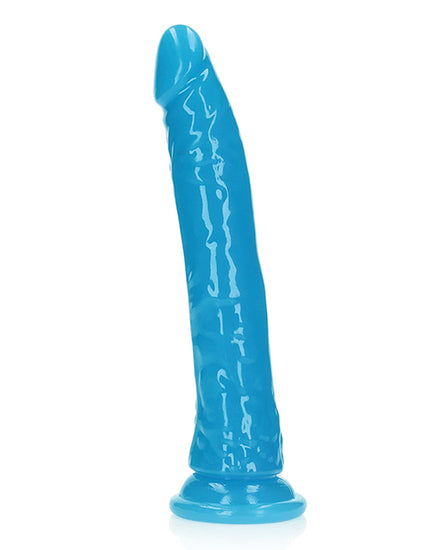 Shots RealRock 9" Slim Dildo Glow in the Dark - Neon Blue - Empower Pleasure