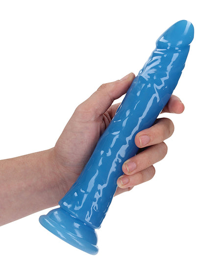 Shots RealRock 9" Slim Dildo Glow in the Dark - Neon Blue - Empower Pleasure