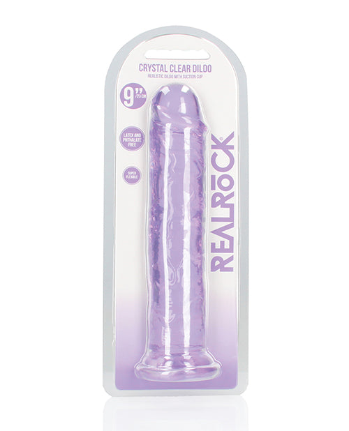 Shots RealRock Crystal Clear 9" Straight Dildo w/Suction Cup - Purple - Empower Pleasure