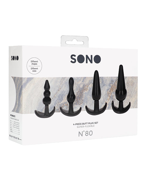 Shots Sono No. 8 Butt Plug - Black Set of 4 - Empower Pleasure