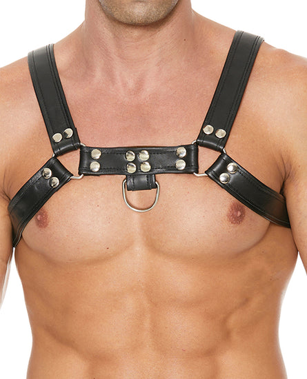 Shots Uomo Chest Bulldog Harness Large/XLarge - Black - Empower Pleasure