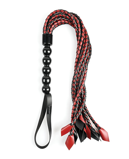 Saffron Braided Flogger - Red/Black - Empower Pleasure