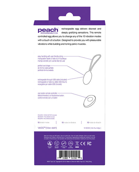 VeDO Peach Rechargeable Egg Vibe - Empower Pleasure