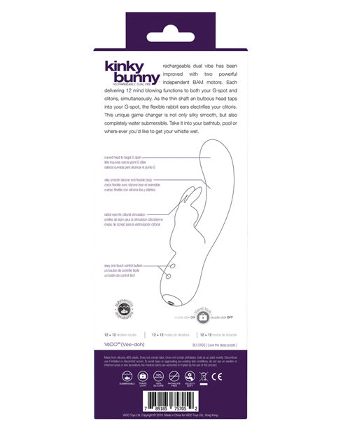 VeDO Kinky Bunny Plus Rechargeable Dual Vibe - Empower Pleasure